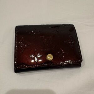Louis Vuitton Monogram Vernis Patent Leather Card Case Wallet Amarante Authentic